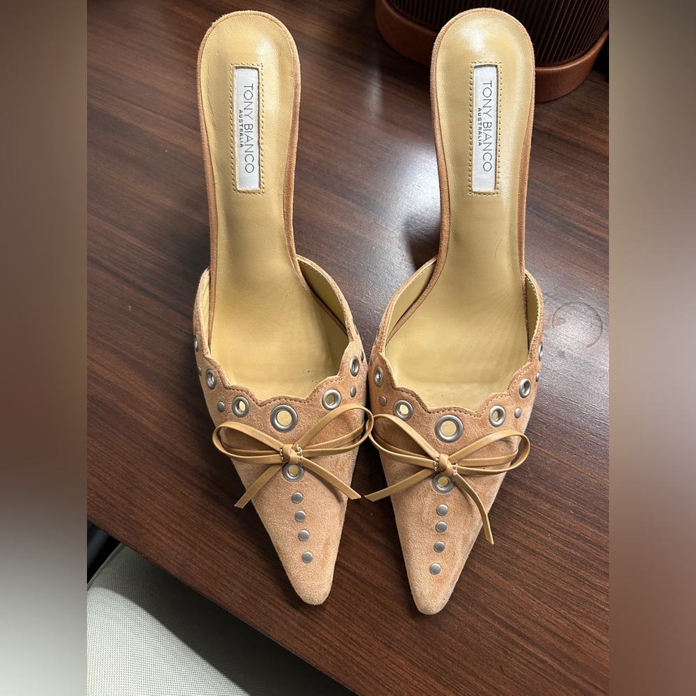 Tony Bianco Shae Mules Butterscotch Suede